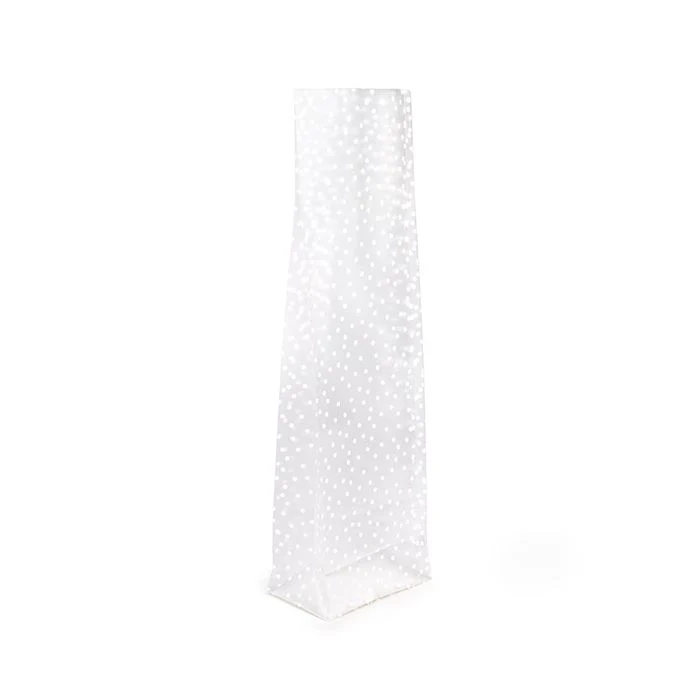 Blockbodenbeutel mit Polka Dots 8,9x5,7x30,5 cm mit Bodenblatt (100 Stück) [FFGPB16D]