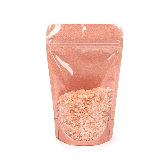 Standbodenbeutel Transparent/Glitter Rose Gold 13x7,9x20,6 cm (100 Stück) [ZBG3GLRG]