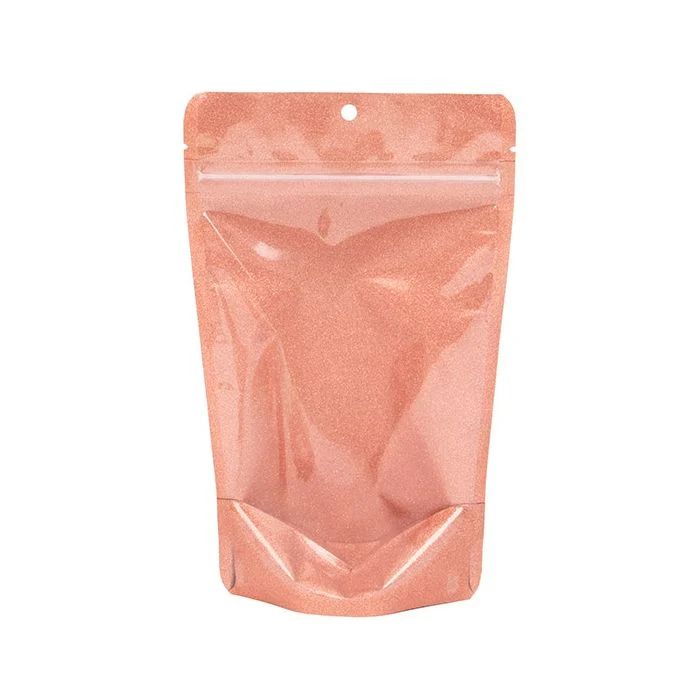 Standbodenbeutel Transparent/Glitter Rose Gold 13x7,9x20,6 cm (100 Stück) [ZBG3GLRG]