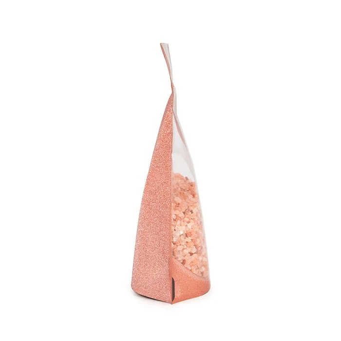 Standbodenbeutel Transparent/Glitter Rose Gold 13x7,9x20,6 cm (100 Stück) [ZBG3GLRG]