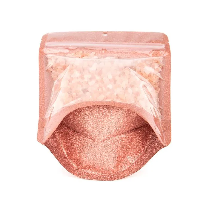 Standbodenbeutel Transparent/Glitter Rose Gold 13x7,9x20,6 cm (100 Stück) [ZBG3GLRG]