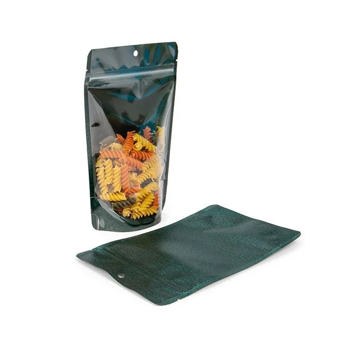 Standbodenbeutel Transparent/Glitzerndes Grün 13x7,9x20,6 cm (100 Stück) [ZBG3GLGR]