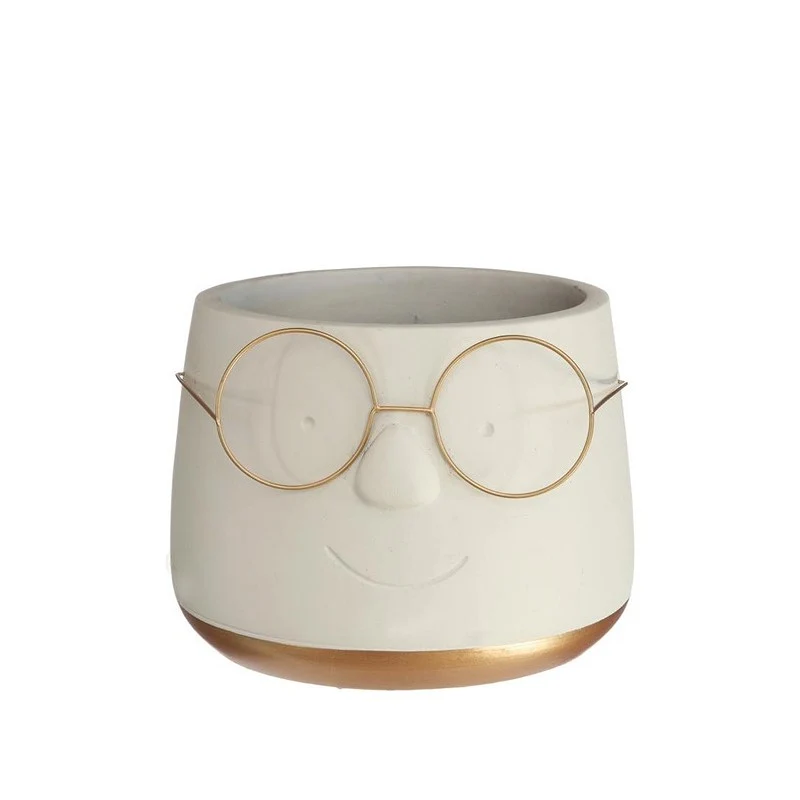 Topf mit Brille Gold Ø12 h: 9 cm (6 Stück) [IFS-33097]