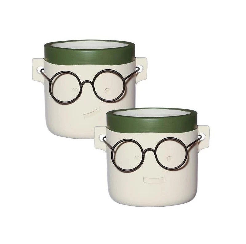 Topf mit Brille 2 ass. Ø14 h.13,5 cm (6 Stück) [IFS-33105]