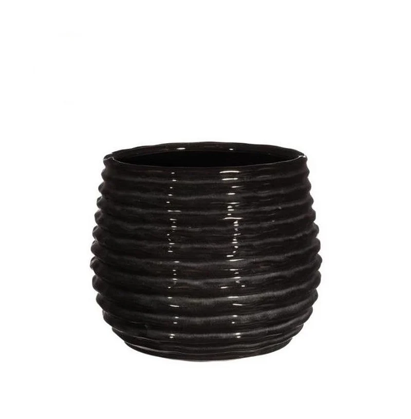 Topf Schwarz Anthrazit Rise Ø13 x h: 15,5 cm (4 Stück) [IFS-33975]