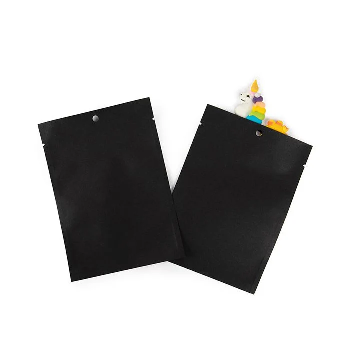 Kraft-Klappenbeutel-Schwarz Umweltfreundlich 10,2x15,2 cm Verschließbar (100 Stück) [KHS46BK]