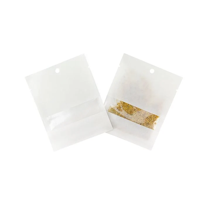 Kraft-Klappenbeutel Weiß Umweltfreundlich 7,6x10,2 cm Verschließbar mit Fenster (100 Stück) [KHS34WKW]