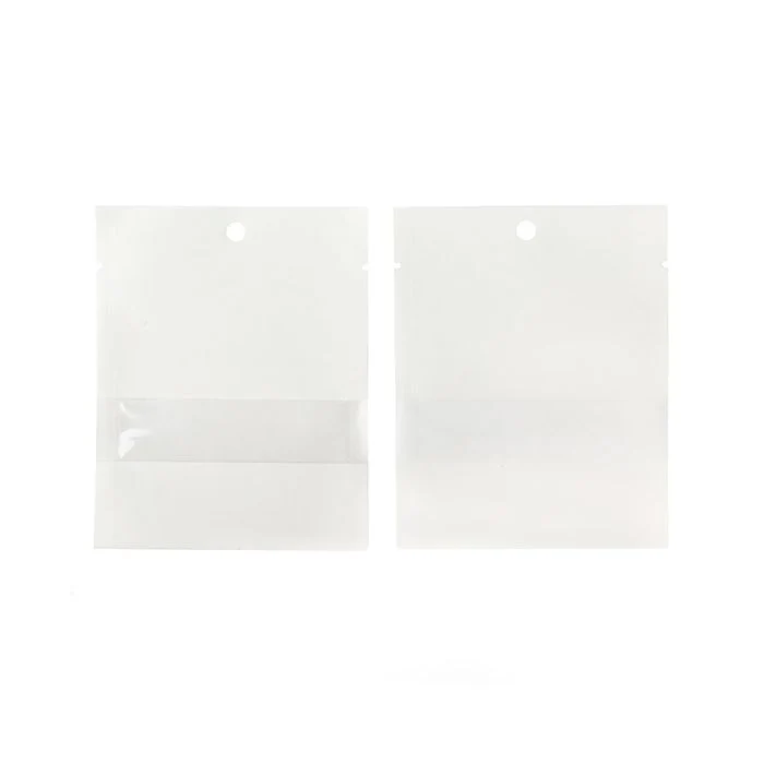Kraft-Klappenbeutel Weiß Umweltfreundlich 7,6x10,2 cm Verschließbar mit Fenster (100 Stück) [KHS34WKW]