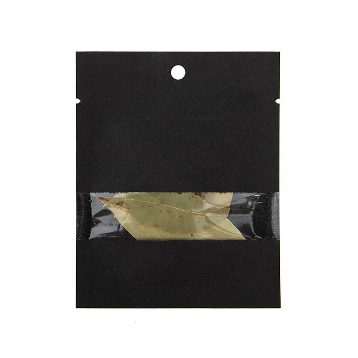 Kraft-Klappenbeutel Schwarz Umweltfreundlich 7,6x10,2 cm Verschließbar mit Fenster (100 Stück) [KHS34BKW]