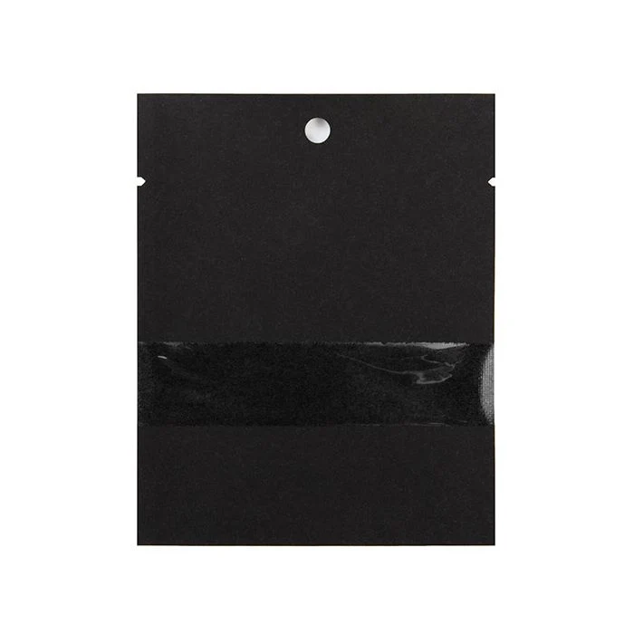 Kraft-Klappenbeutel Schwarz Umweltfreundlich 7,6x10,2 cm Verschließbar mit Fenster (100 Stück) [KHS34BKW]