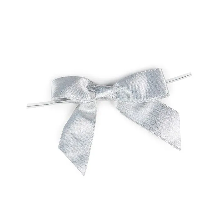 Schleifen gebunden Metallic Silber 8.9 cm (25 Stück) [MBOWS]