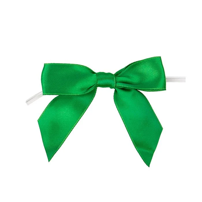Schleife vorgebunden 8,9 cm Grün (25 Stück) [BOWGR]