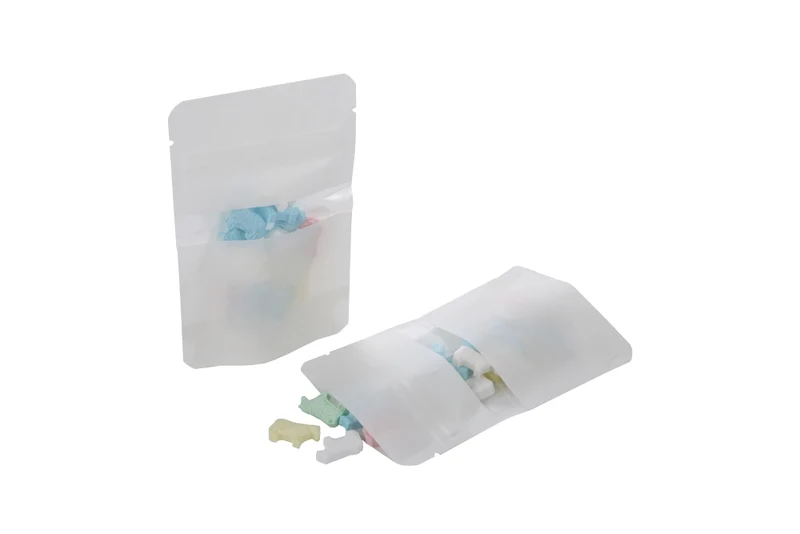 Standbodenbeutel weiß Kraft 8x5x13cm | 28 Gramm (100 Stück) [ZBGW1WK]