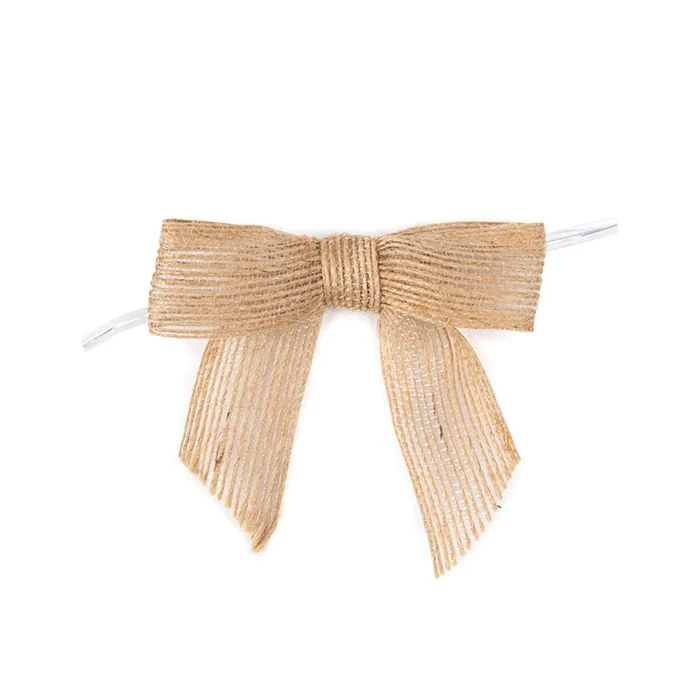 Schleife vorgebunden Natur Jute 8,9 cm (25 Stück) [JBOWN]