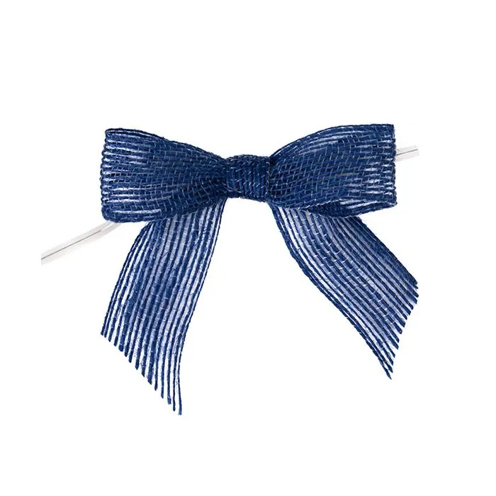 Schleife vorgebunden Blau Jute 8,9 cm (25 Stück) [JBOWB]