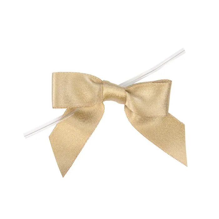 Schleifen gebunden Metallic Staubiges Gold 8.9 cm (25 Stück) [MBOWG]