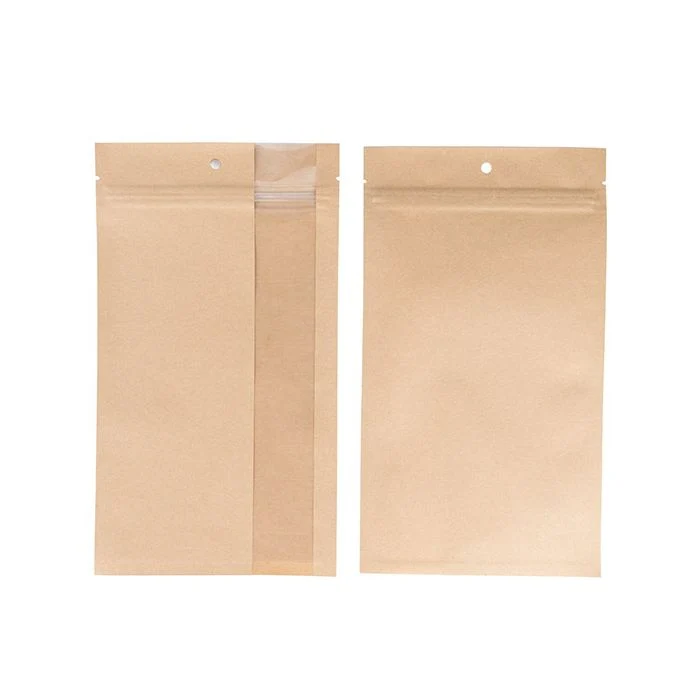 Druckverschlussbeutel Kraft mit vertikalem Fenster 12.7x20.8 cm (100 Stück) [HZBV6K]