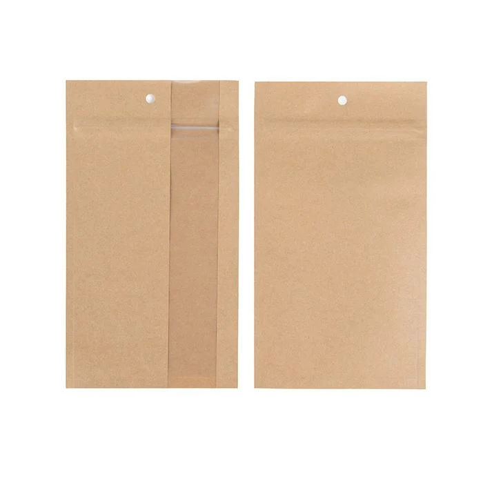 Druckverschlussbeutel Kraft mit vertikalem Fenster 10.2x16.5 cm (100 Stück) [HZBV5K]