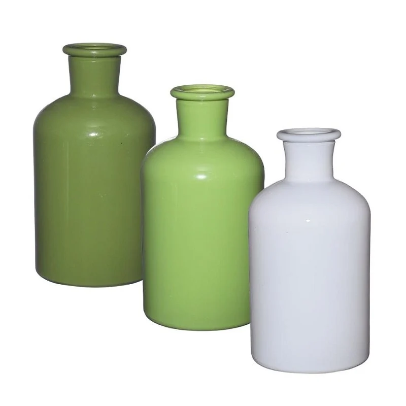 Glasflasche Ø7 h: 12 cm Assorti Grün (12 Stück) [IFS-29807]