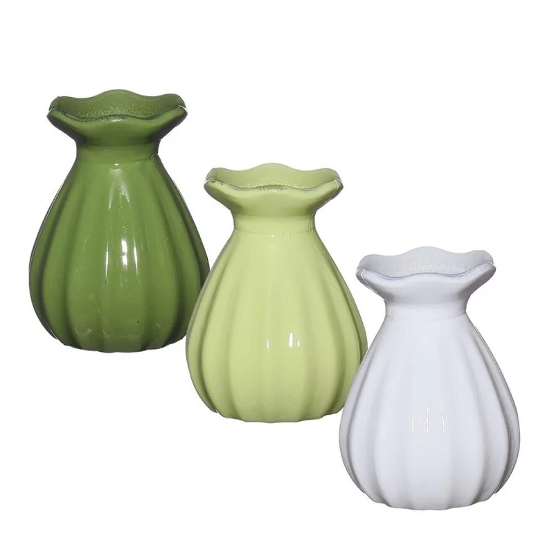 Blumenvase Ø7 h: 9 cm Grün assorti (12 Stück) [IFS-29805]