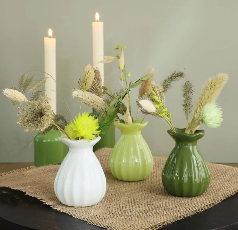 Blumenvase Ø7 h: 9 cm Grün assorti (12 Stück) [IFS-29805]
