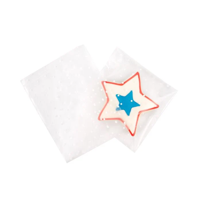 Frostweißer Plastik Klappenbeutel 12,7x12,7 cm mit Punkten Haftklebestreifen (100 Stück) [B55FD]