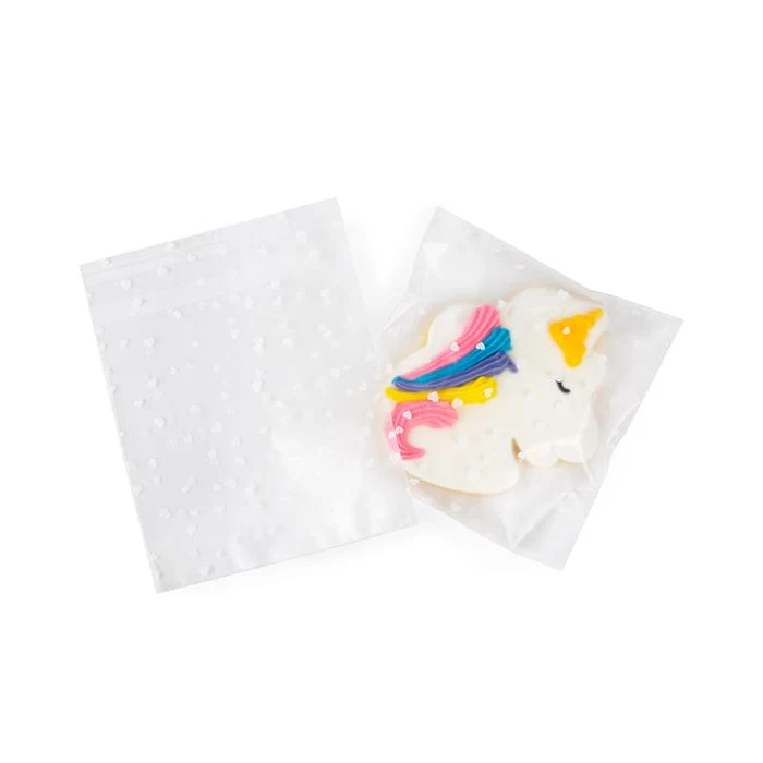 Frostweißer Plastik Klappenbeutel 11,4x11,4 cm mit Herzen Haftklebestreifen(100 Stück) [B44FHXL]