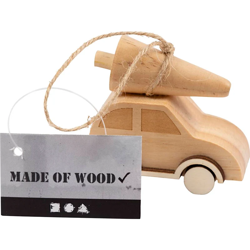 Auto mit Weihnachtsbaum, H 6 cm, L 6 cm, B 3,5 cm, 1 Stk [HOB-58070]