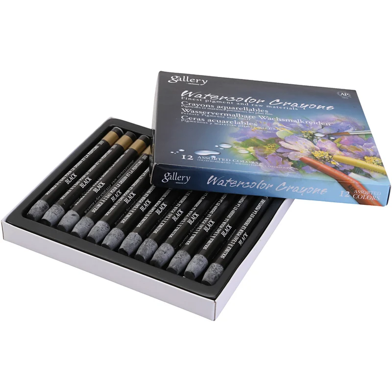 Gallery Aquarell-Kreide, Schwarz, 12 Stk/ 1 Pck [HOB-427384]