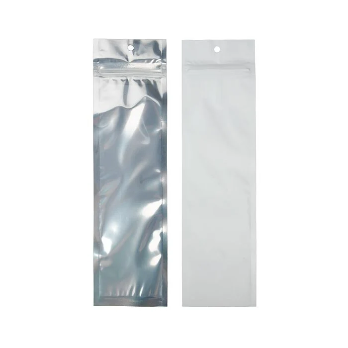 Druckverschlussbeutell Transparent/Matt Weiß 6,4x22,9 cm (100 Stück) [HZBB1CMW]