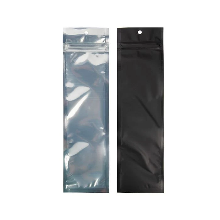 Druckverschlussbeutell Transparent/Matt Schwarz 6,4x22,9 cm (100 Stück) [HZBB1CMB]