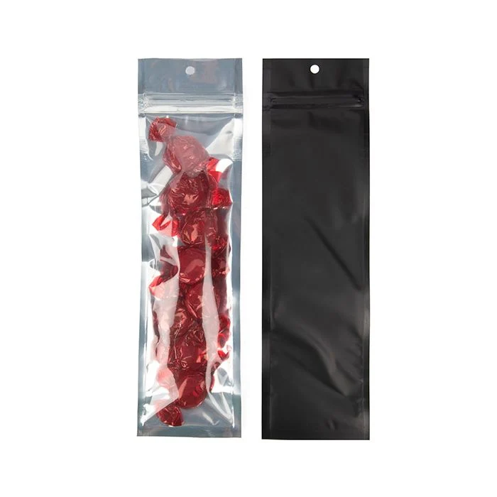 Druckverschlussbeutell Transparent/Matt Schwarz 6,4x22,9 cm (100 Stück) [HZBB1CMB]
