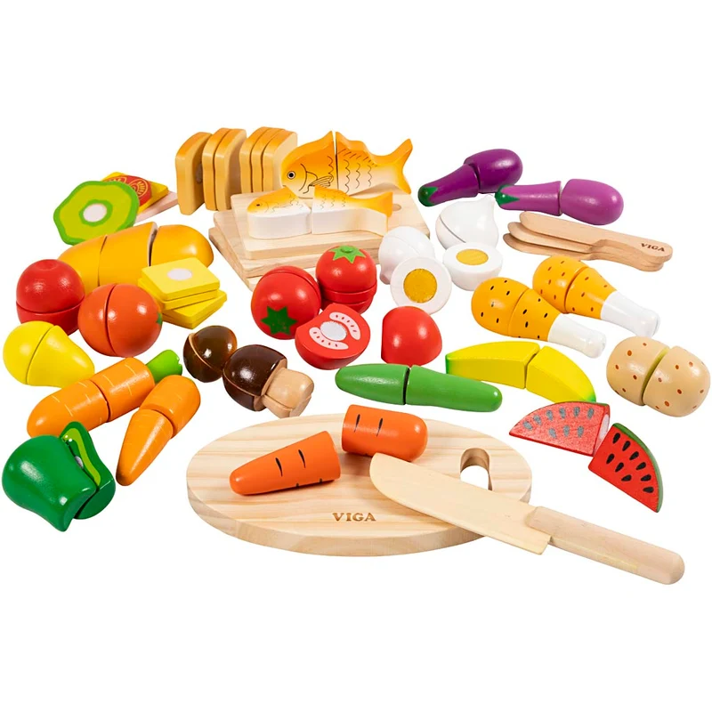 VIGA zerlegbares Lebensmittel-Spielset aus Holz, 45 Teile/ 1 Set [HOB-907813]