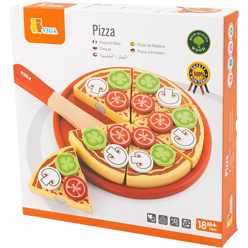 VIGA Spielholzpizza, Größe 23x3,5 cm, 1 Stk [HOB-907795]
