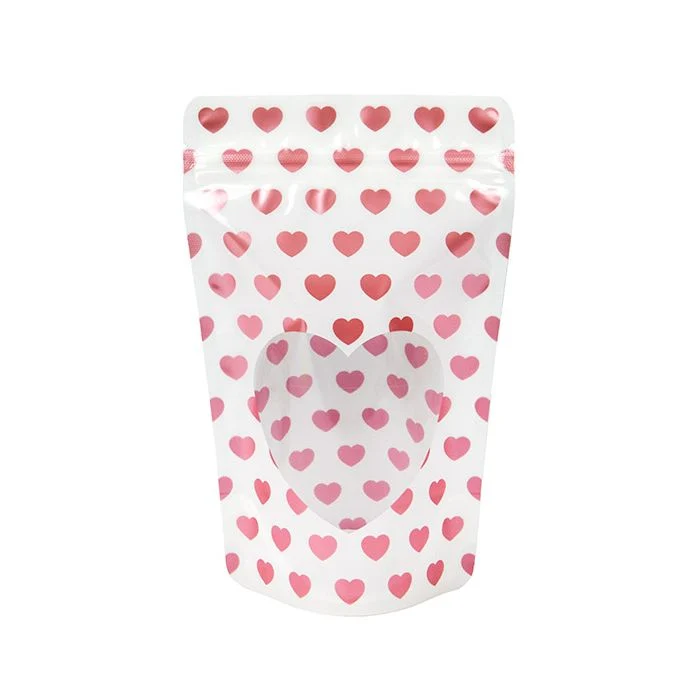 Standbodenbeutel Weiß mit Hearts 13x7,9x20,6 cm (25 Stück) [ZBGSW3MH]