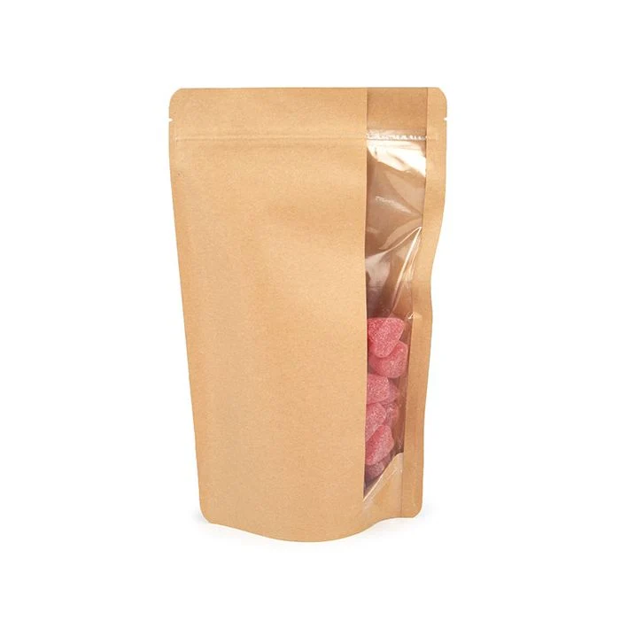 Standbodenbeutel mit Vertikalem Fenster Kraft 17.1x8.9x28.6 cm (100 Stück) [ZBGV4K]