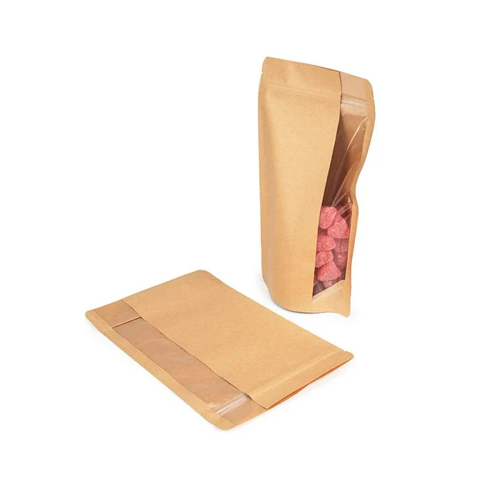 Standbodenbeutel mit Vertikalem Fenster Kraft 17.1x8.9x28.6 cm (100 Stück) [ZBGV4K]