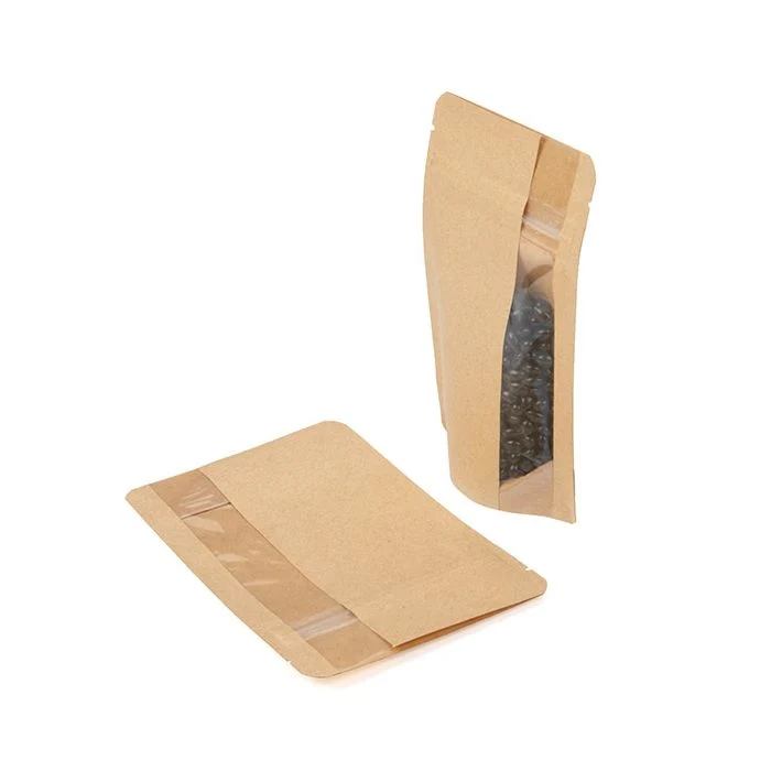 Standbodenbeutel mit Vertikalem Fenster Kraft 10.2x6x15.2 cm (100 Stück) [ZBGV2K]
