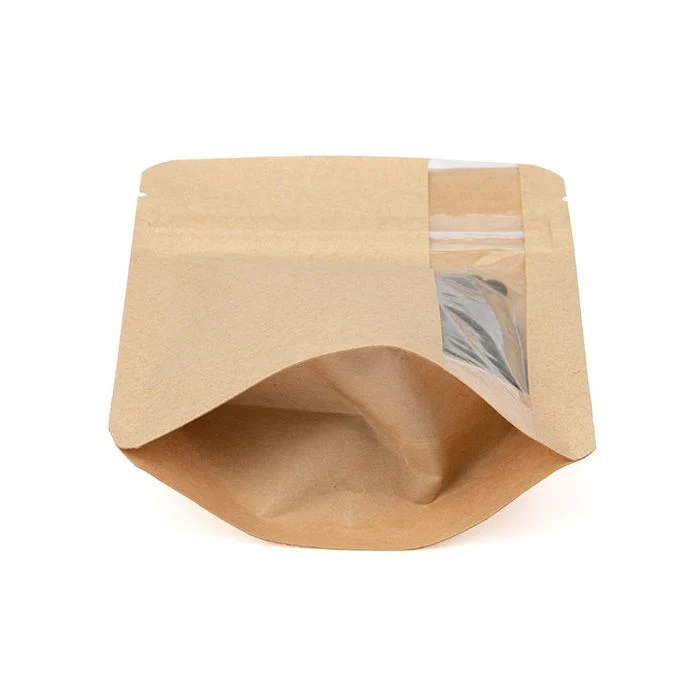 Standbodenbeutel mit Vertikalem Fenster Kraft 10.2x6x15.2 cm (100 Stück) [ZBGV2K]