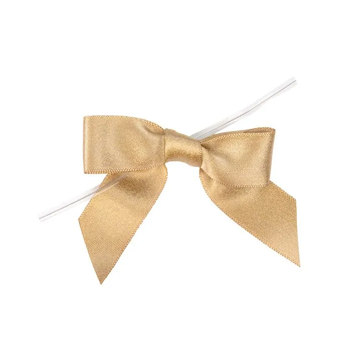 Schleife vorgebunden Metallic Taupe 8,9 cm (25 Stück) [MBOWT]