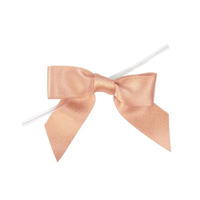 Schleife vorgebunden Metallic Rose 8,9 cm (25 Stück) [MBOWRS]