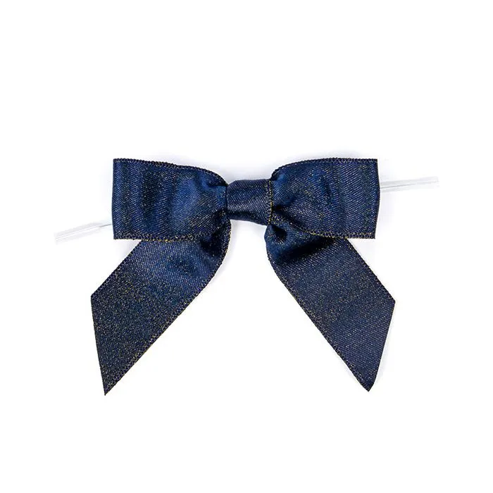 Schleife vorgebunden Metallic Midnight Blau 8,9 cm (25 Stück) [MBOWM]
