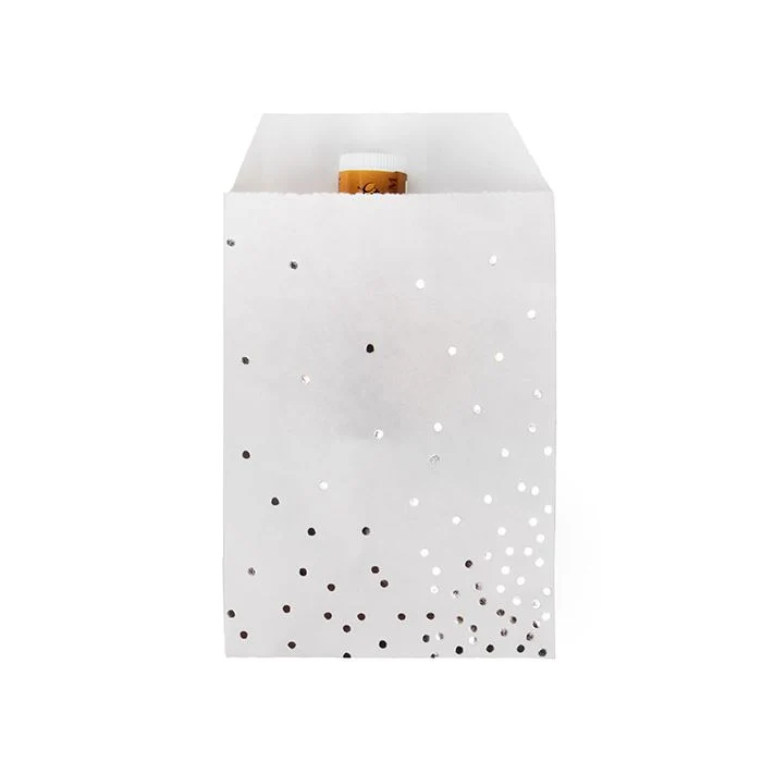 Papier- Klappenbeutel Weiß mit Silber Punkten 7,6x12,7 cm (100 Stück) [GPB35SD]