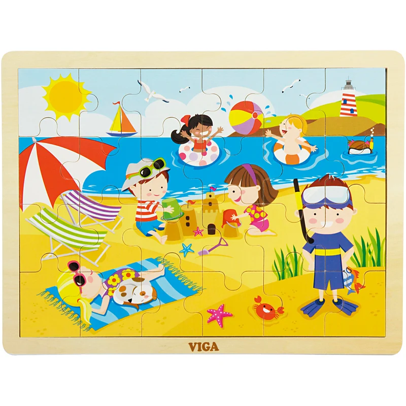 VIGA Holzpuzzle Jahreszeiten, Sommer, Größe 30x22,5 cm, 24 Stücke, 1 Stk [HOB-907793]