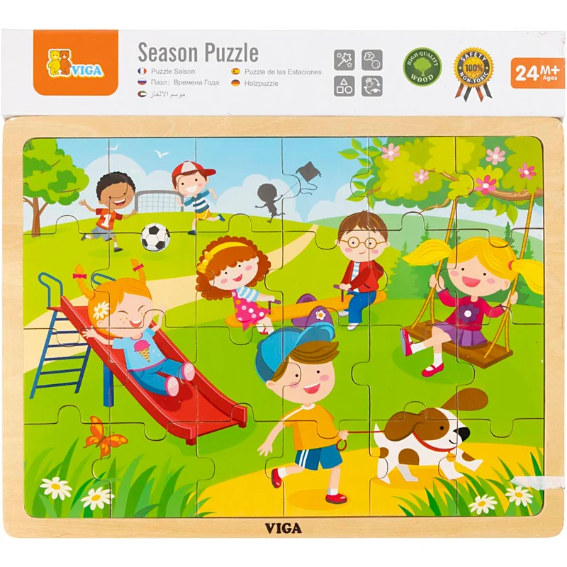 VIGA Holzpuzzle Jahreszeiten, Frühjahr, Größe 30x22,5 cm, 24 Stücke, 1 Stk [HOB-907792]