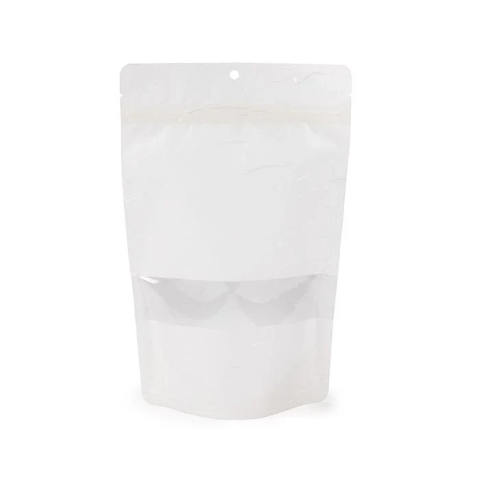 Umweltfreundliche Standbodenbeutel Reispapier Weiß mit Rechteckigen Fenster mit Aufhängeloch 14,9x8,9x23,2 cm (100 Stück) [ZBGRC7W]