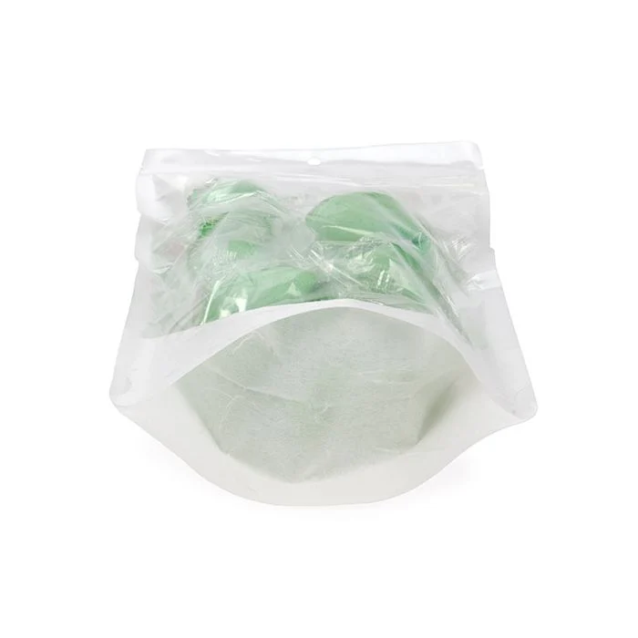 Umweltfreundliche Standbodenbeutel Reispapier Transparent/Weiß mit Aufhängeloch 14,9x8,9x23,2 cm (100 Stück) [ZBGRC7CW]
