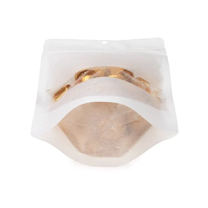 Umweltfreundliche Standbodenbeutel Rice Papier Weiß mit Oval Rectangle mit Hangole 13x7,9x20,6 cm (100 Stück) [ZBGRC3W]