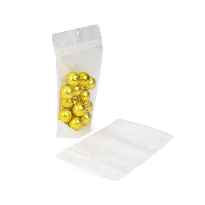 Umweltfreundliche Standbodenbeutel Rice Papier Transparent/Weiß mit Hangole 13x7,9x20,6 cm (100 Stück) [ZBGRC3CW]