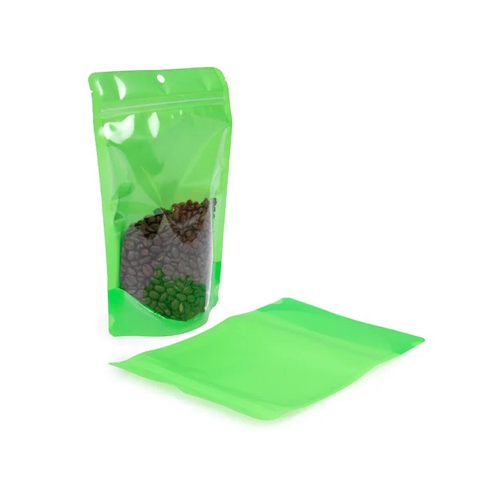 Standbodenbeutel Transparent/Neon- Grün 14,9x8,9x23,2 cm (100 Stück) [ZBGN7GR]